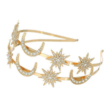 Load image into Gallery viewer, Stars Goddess Crown Halo Headband Crown Tiara Boho Headpiece
