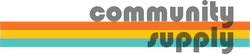 Community Supply logo with orange, yellow and aqua rainbow stripes