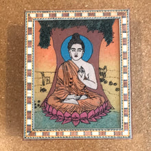 Load image into Gallery viewer, Wood Box with Gemstone Inlay-Buddha
