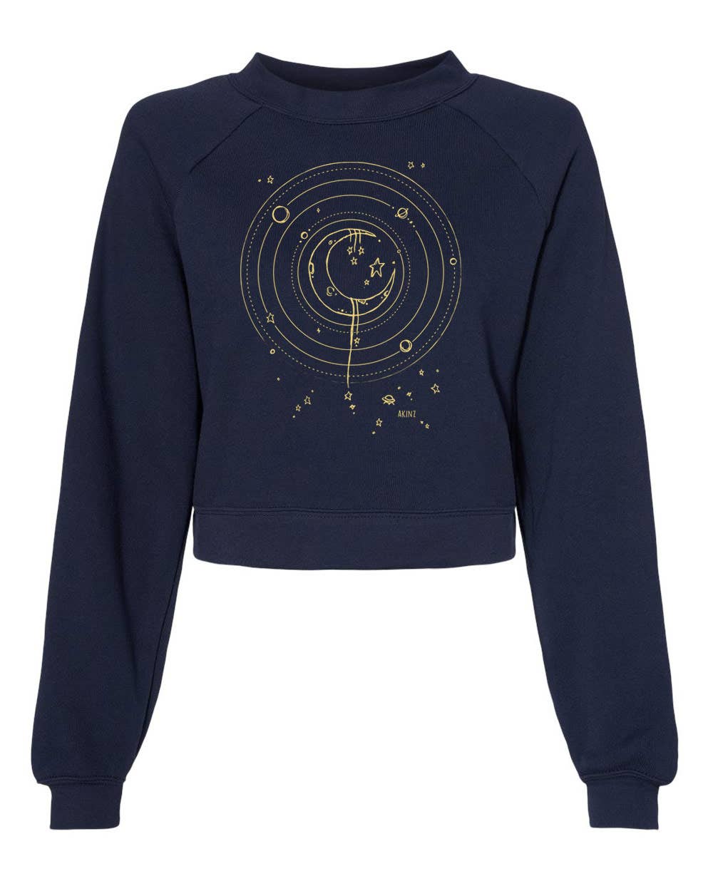 Fly Me to the Moon Cropped Sweatshirt-Navy
