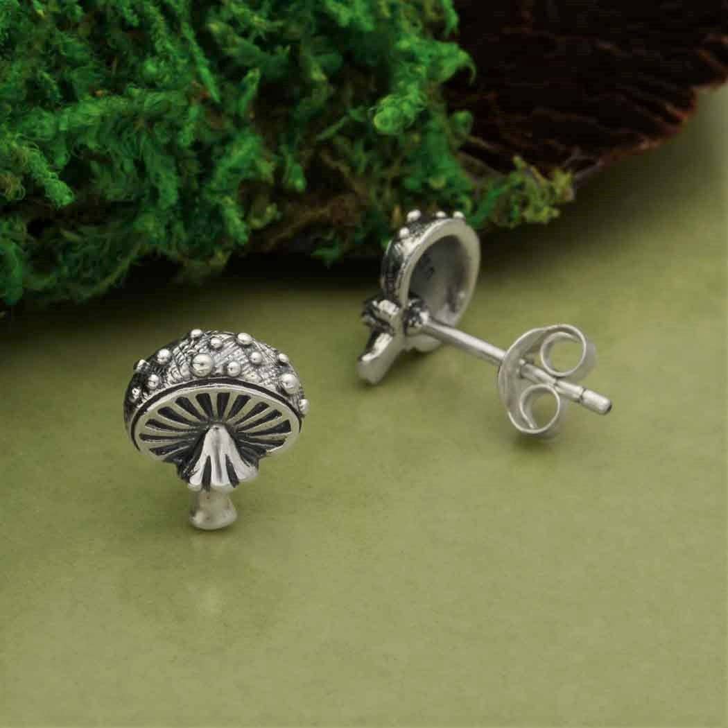 Agaric Mushroom Post Earrings-Sterling Silver by Nina Designs