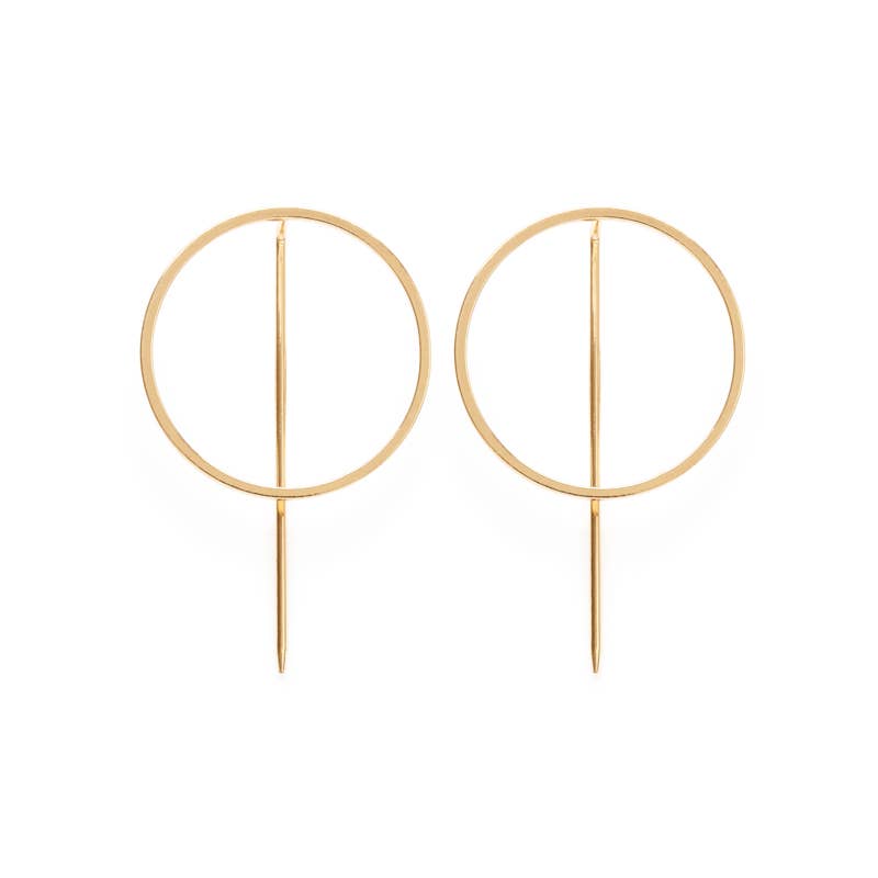 Circle + Line Threader Earrings