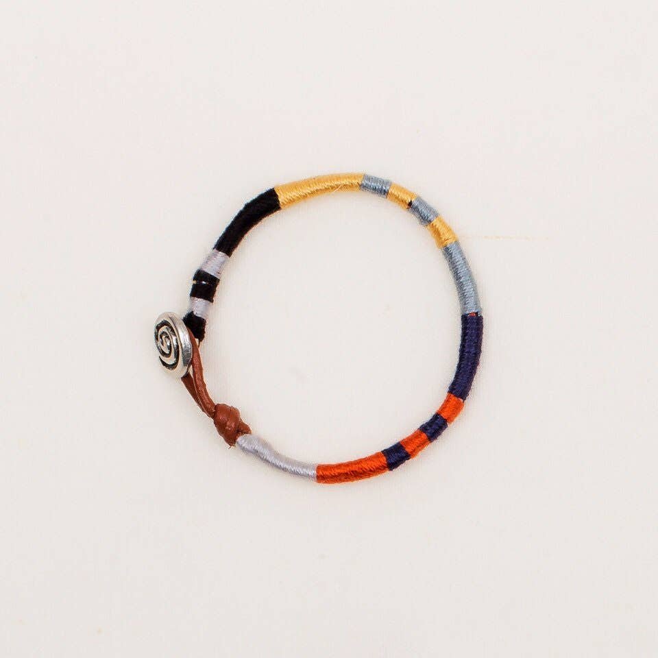 Altiplano Wrapped Leather Colorblock Bracelet~Denim/Copper