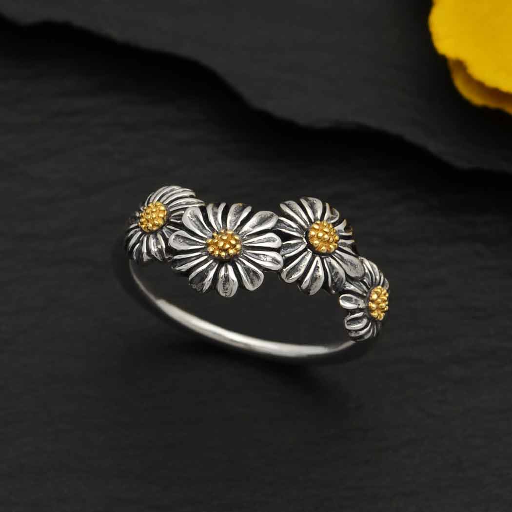 Sterling Silver and Bronze Daisy Chain Ring by Nina Designs