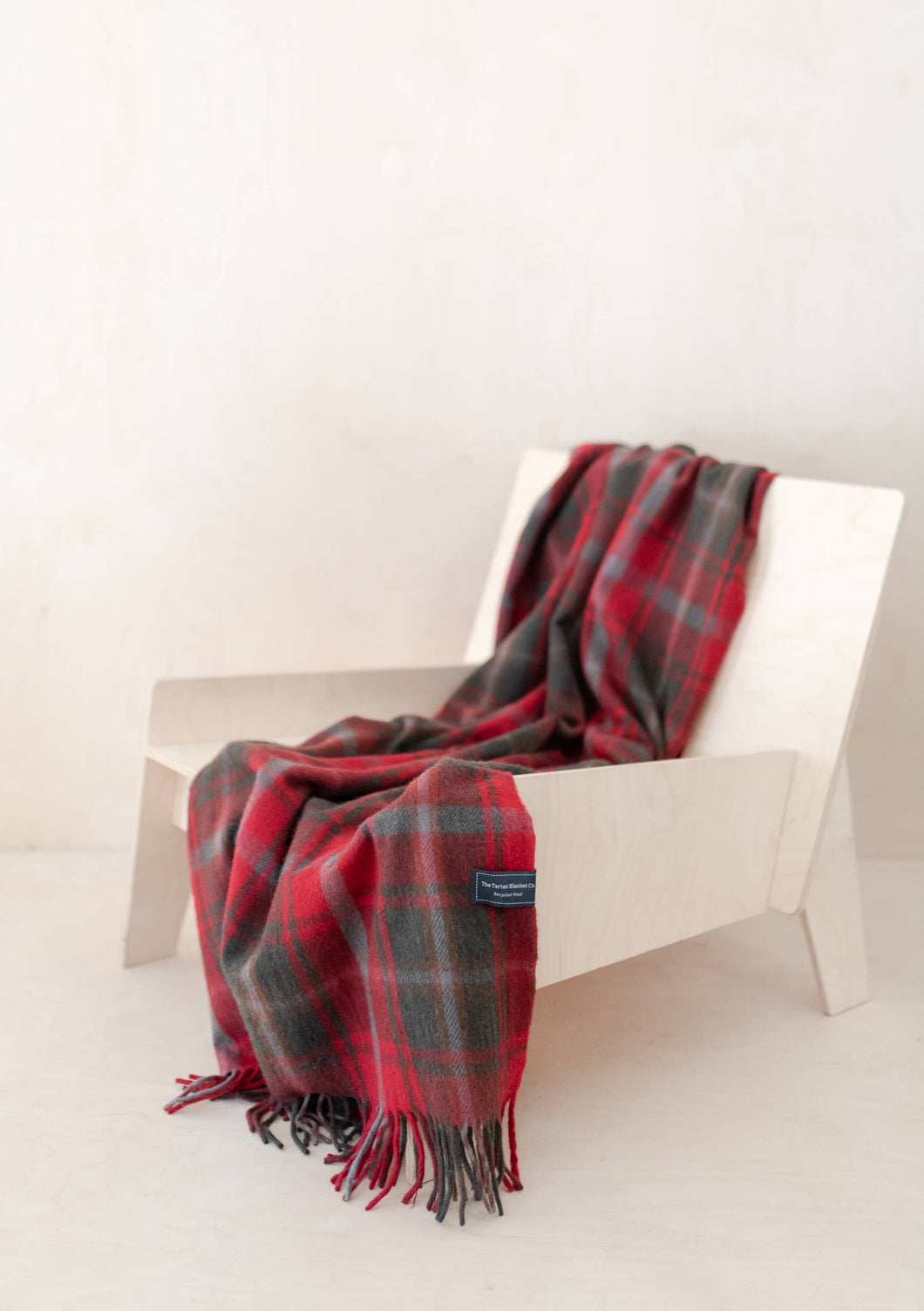 Recycled Wool Knee Blanket in Dark Maple Tartan