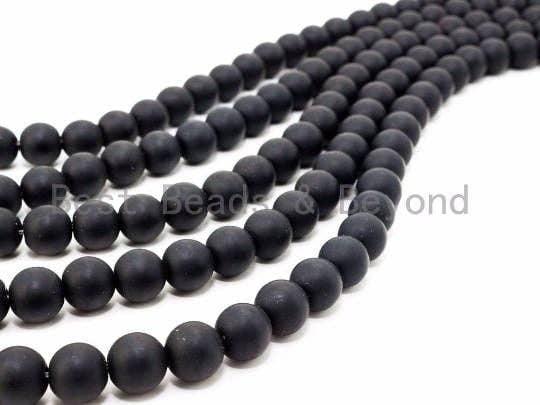 Quality Matte/Shiny Black Onyx Round Smooth Beads, SKU#Q3