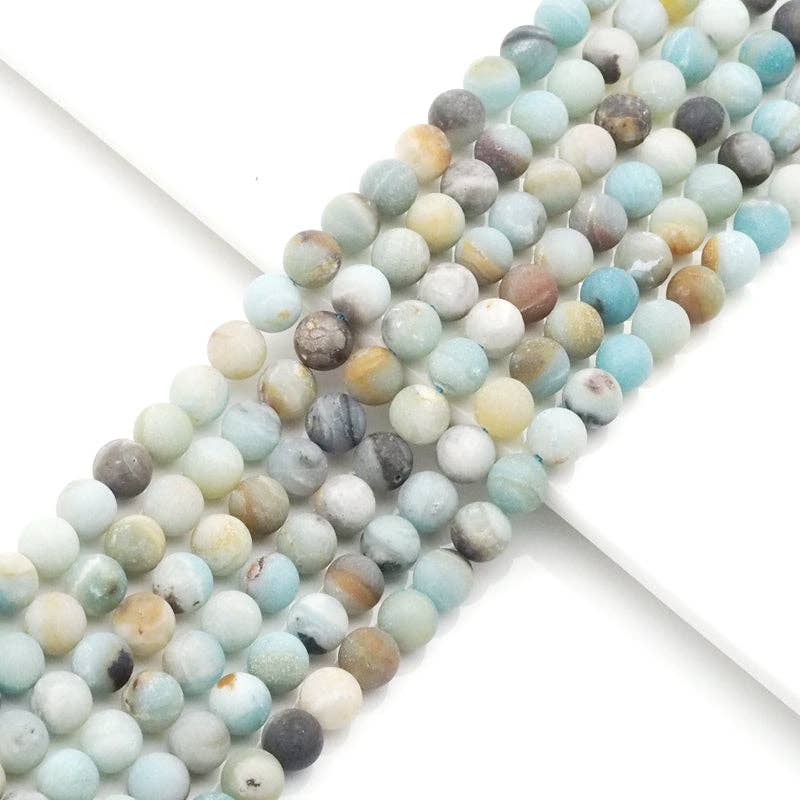 Genuine Matt Amazonite Round Smooth Beads, Sku#U1556
