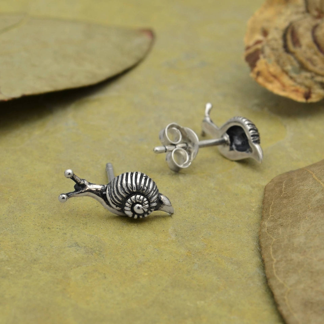 Sterling Silver Tiny Snail Post Earrings by Nina Designs