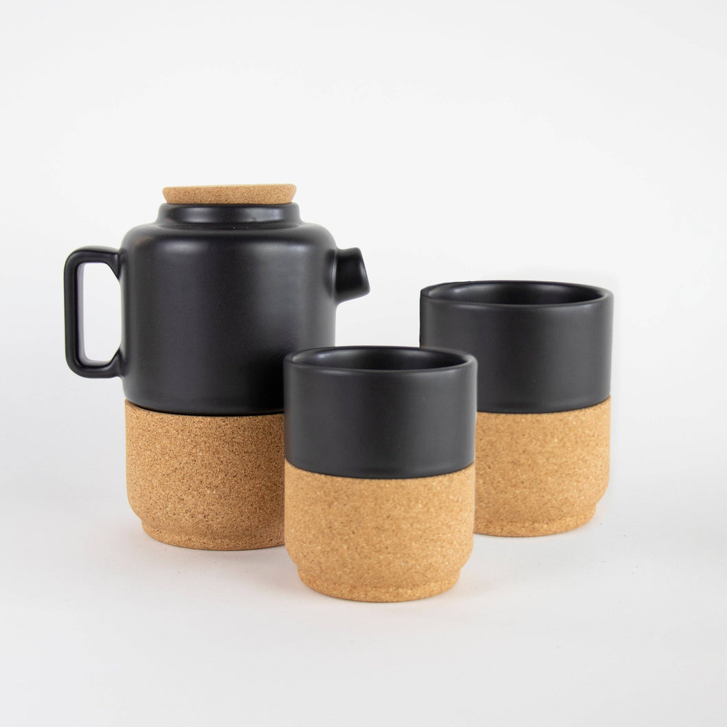 Teapot + 2 Mugs Sustainable Gift Set | Matte Black
