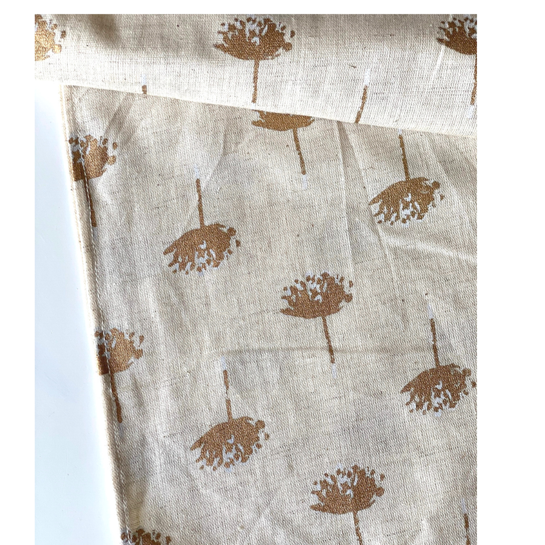 Bandana - Cotton Linen with Gold Print / Face Covering
