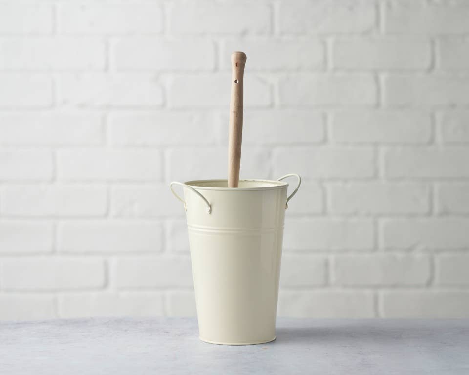 Metal Vase and/or Toilet Brush Holder in Cream