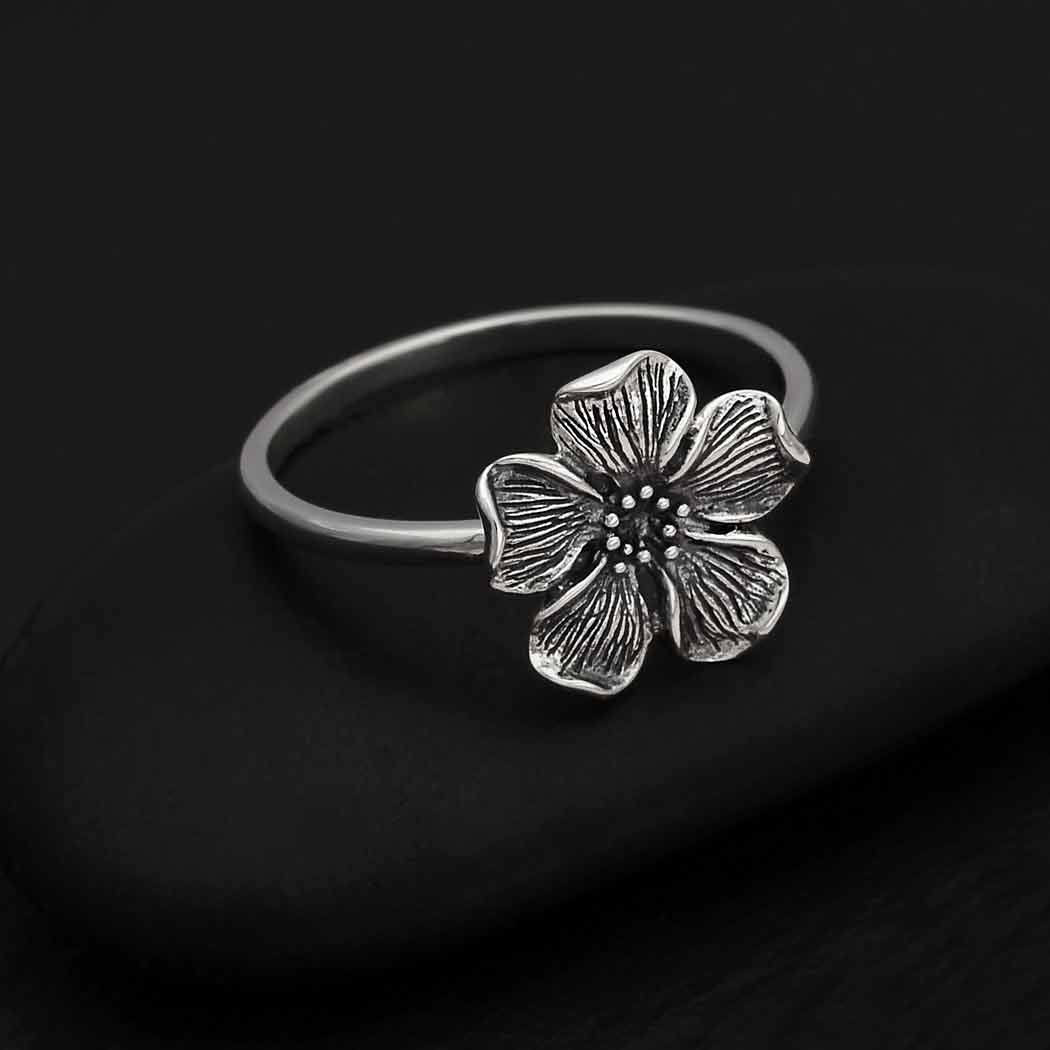 Sterling Silver Large Cherry Blossom Ring by Nina Designs