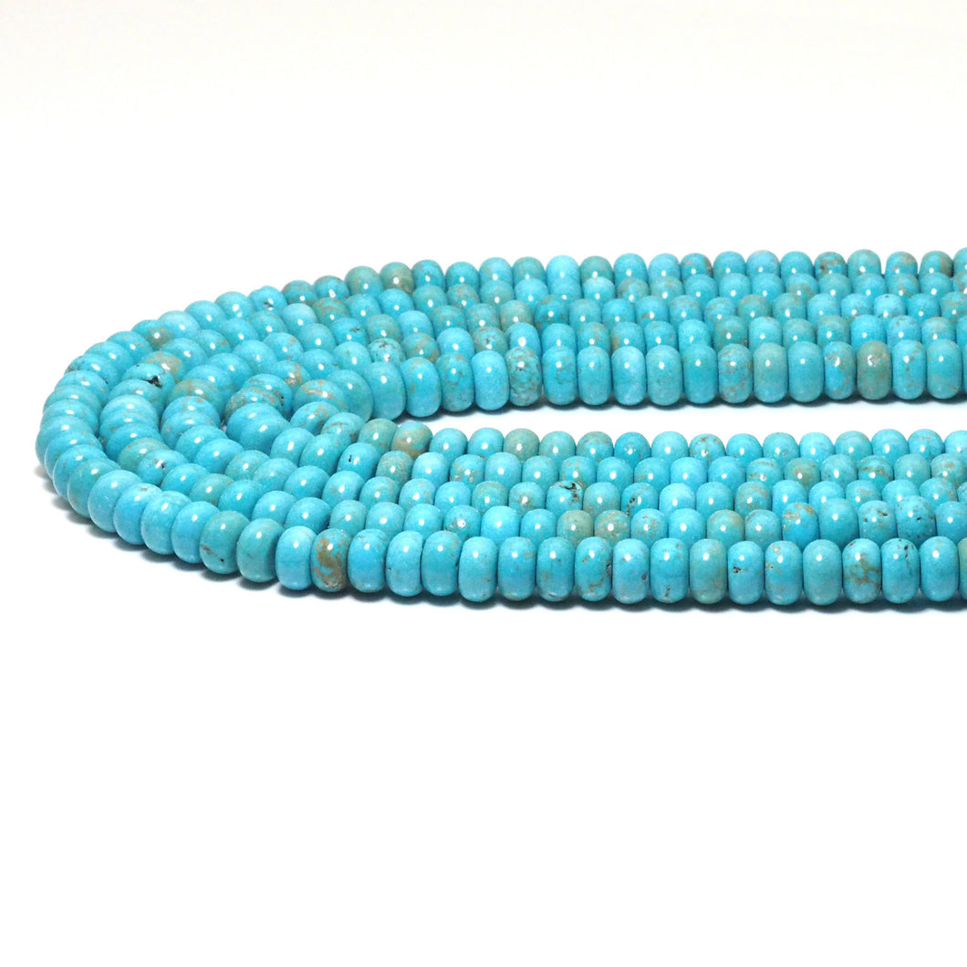 Smooth Rondelle Blue Turquoise Beads, Sku#U1592