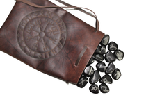 Load image into Gallery viewer, Viking Vegvisir Leather Satchel &amp; Black Tourmaline Runes
