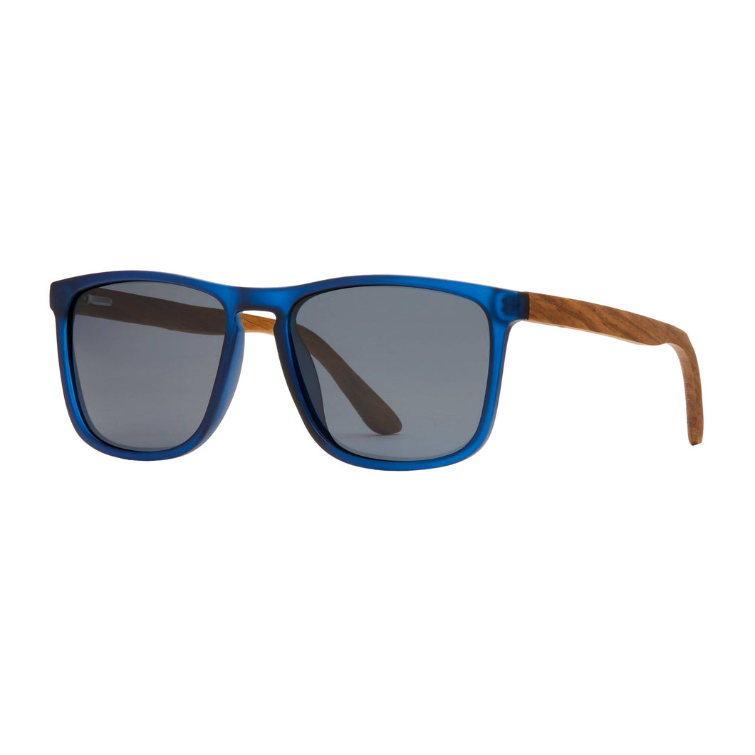 Cail - Matte Navy Blue / Walnut Wood / Smoke Polarized by Blue Planet Eco-Eyewear