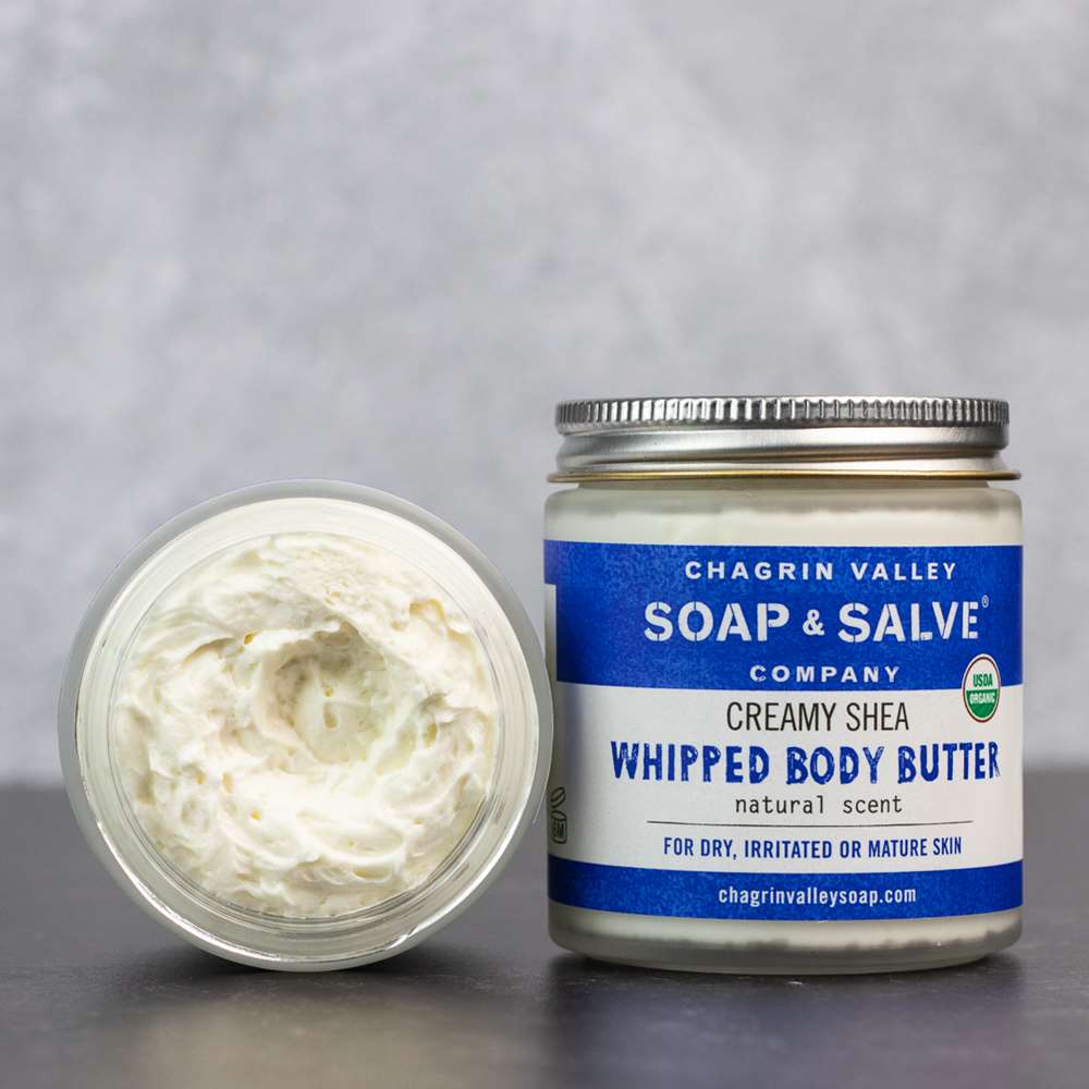 Chagrin Valley Soap & Salve Whipped SHEA Butter: Natural Scent- 4 oz Jar