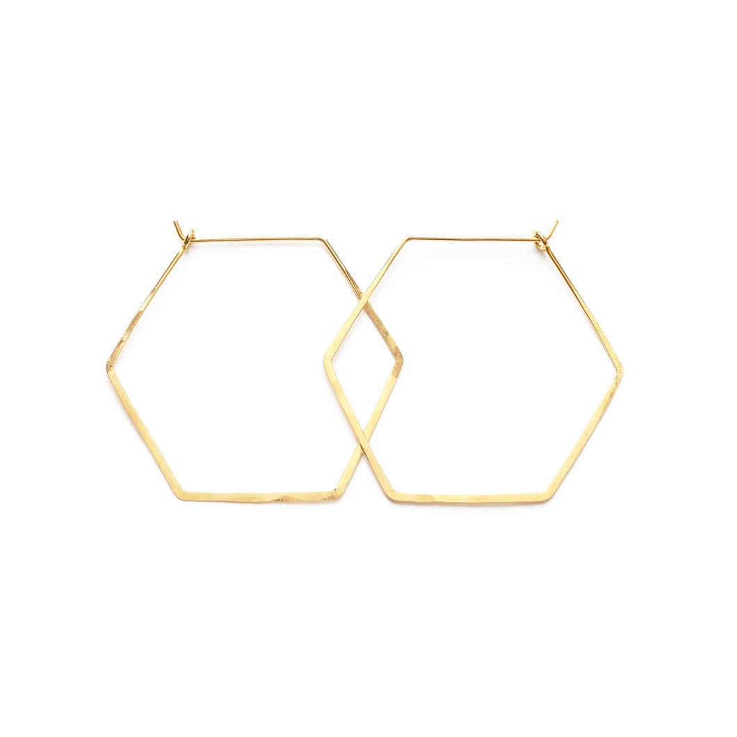 Hexagon Hoops- Gold Filled by Mind's Eye Design