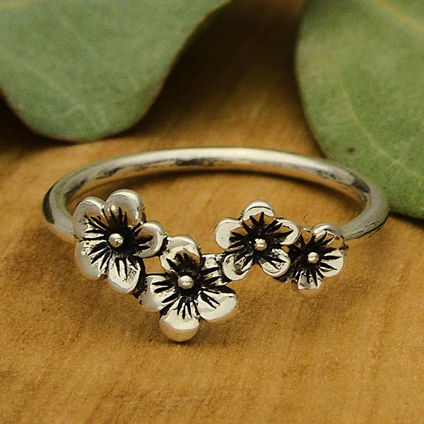 Sterling Silver Cherry Blossoms Ring by Nina Designs