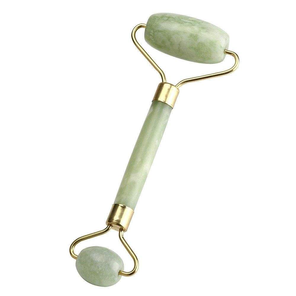 Light green Jade Roller, natural crystal facial massage tool