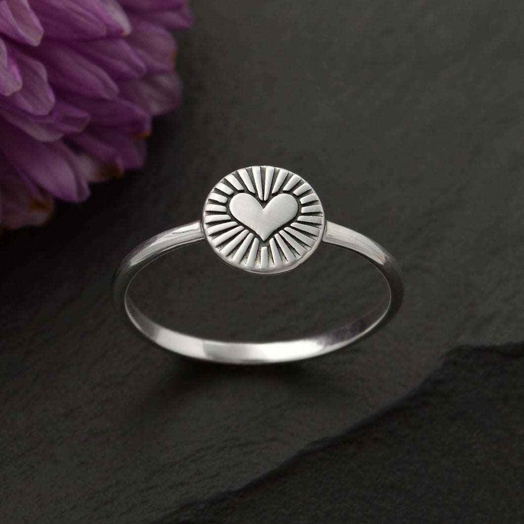 Sterling Silver Flat Radiant Heart Ring by Nina Designs