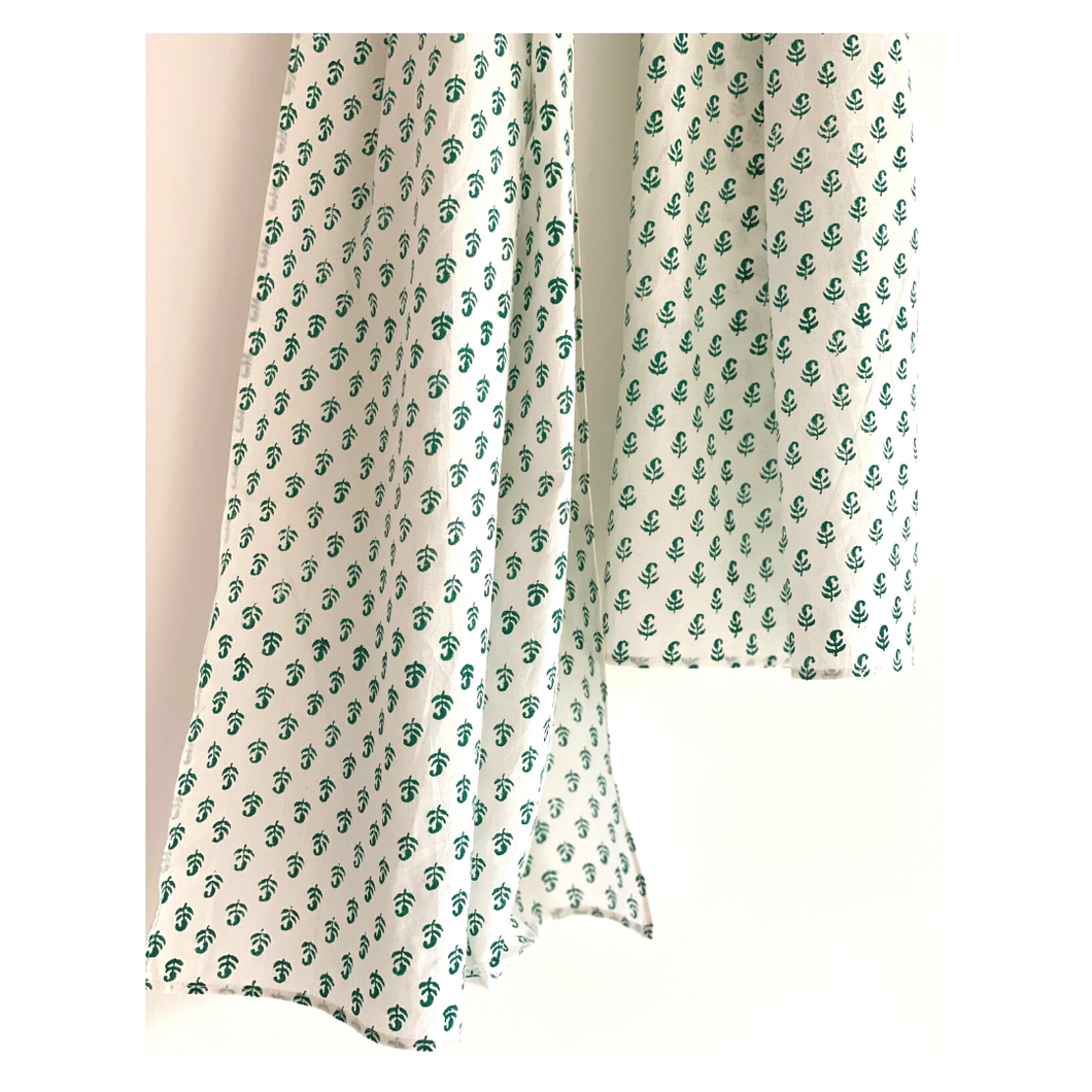 Stole / Scarf - Green and White Block Printed
