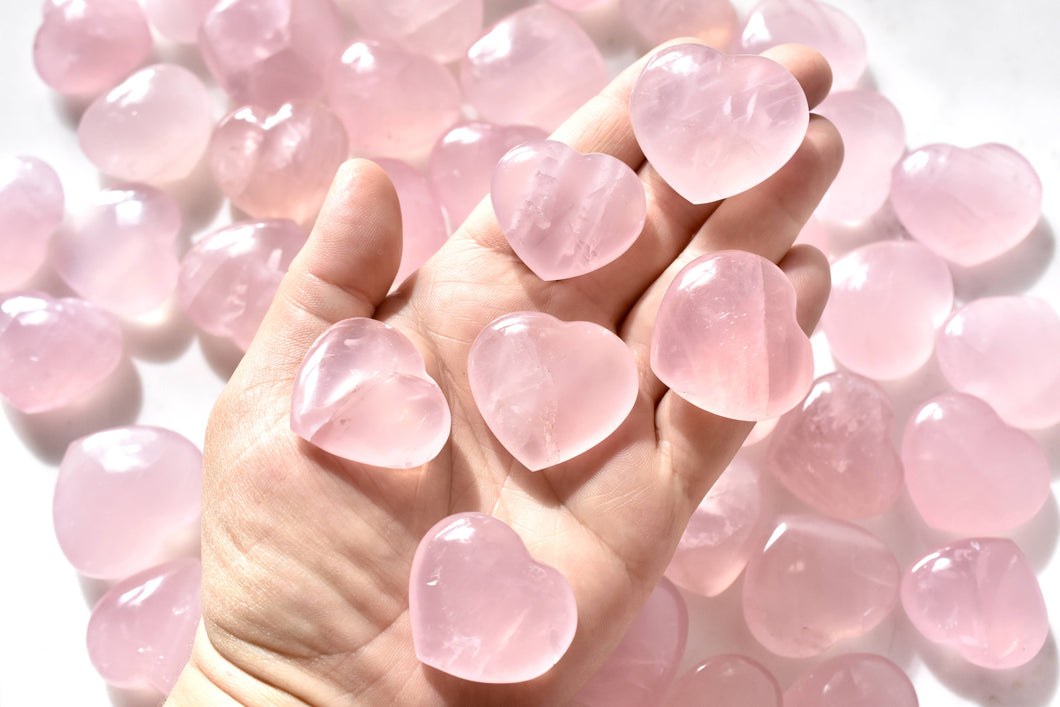 Rose Quartz Heart Crystals - Pink Madagascar Minerals
