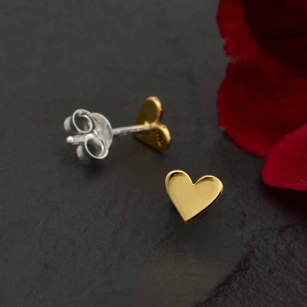 Tiny Heart Stud Earrings 5x5mm: Bronze