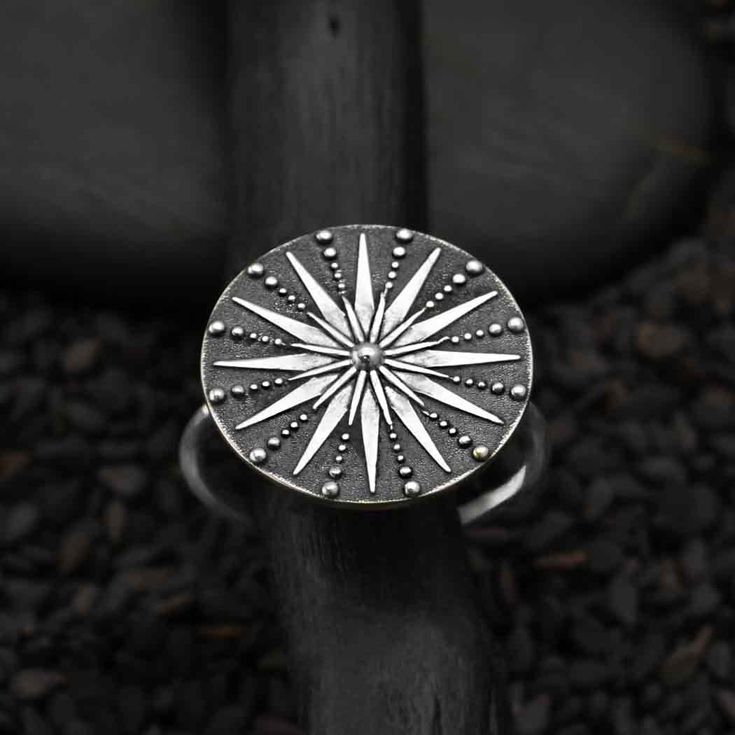 Sterling Silver Sun Mandala Ring by Nina Designs