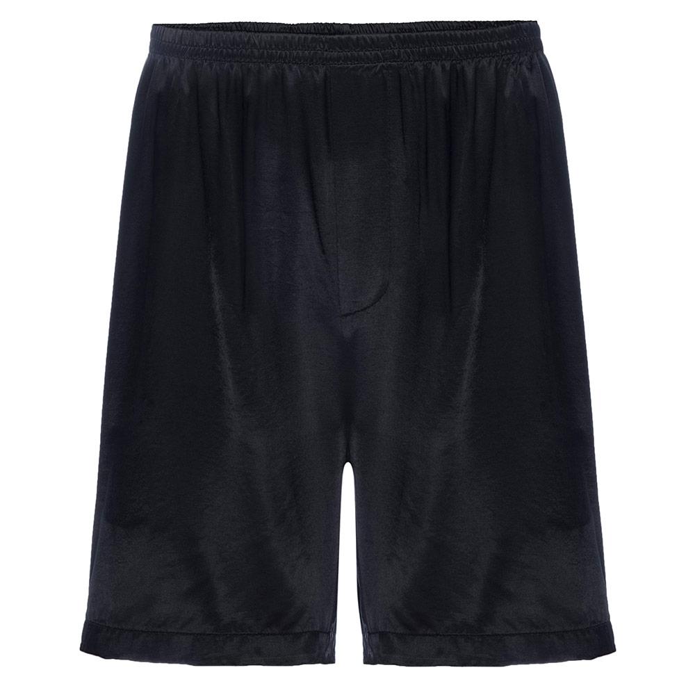 PJ Harlow Loungewear-Men’s Adam Satin Boxer With Faux Fly in Black