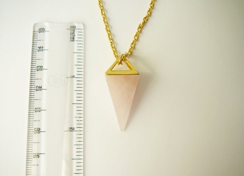 Rose Quartz Pyramid Necklace