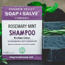 Load image into Gallery viewer, Chagrin Valley Soap &amp; Salve Shampoo Bar: Rosemary Mint Charcoal
