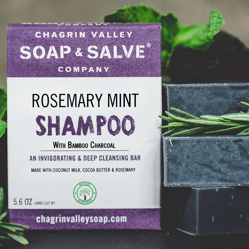 Chagrin Valley Soap & Salve Shampoo Bar: Rosemary Mint Charcoal